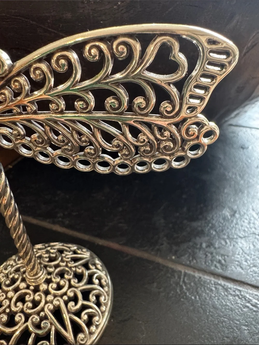 Brighton Silver Filigree Dragonfly Jewelry Stand NEW NWT